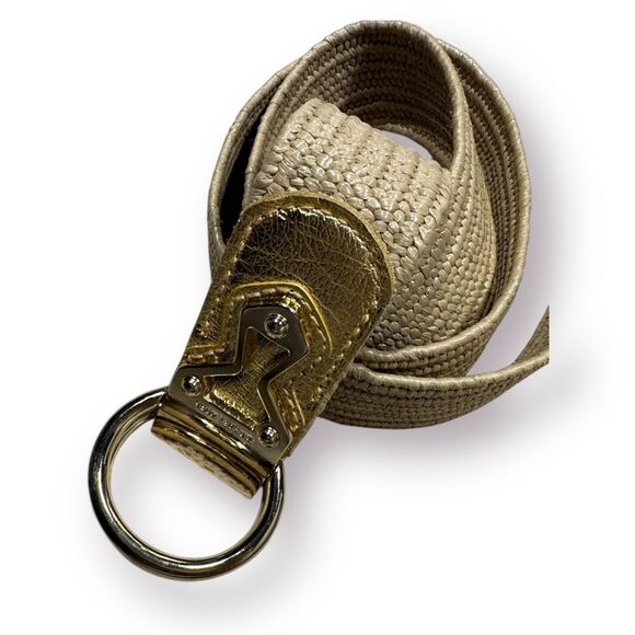 Michael Kors Belt Palgol Jute Tan Gold 555728 M/L 41" Gold Tone Hardware - Picture 3 of 7